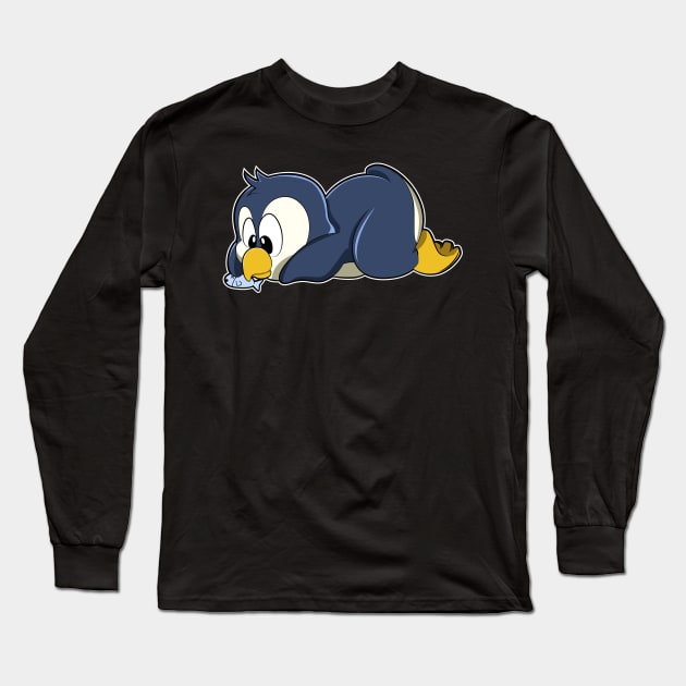 Penguin with Fish Long Sleeve T-Shirt by Markus Schnabel
